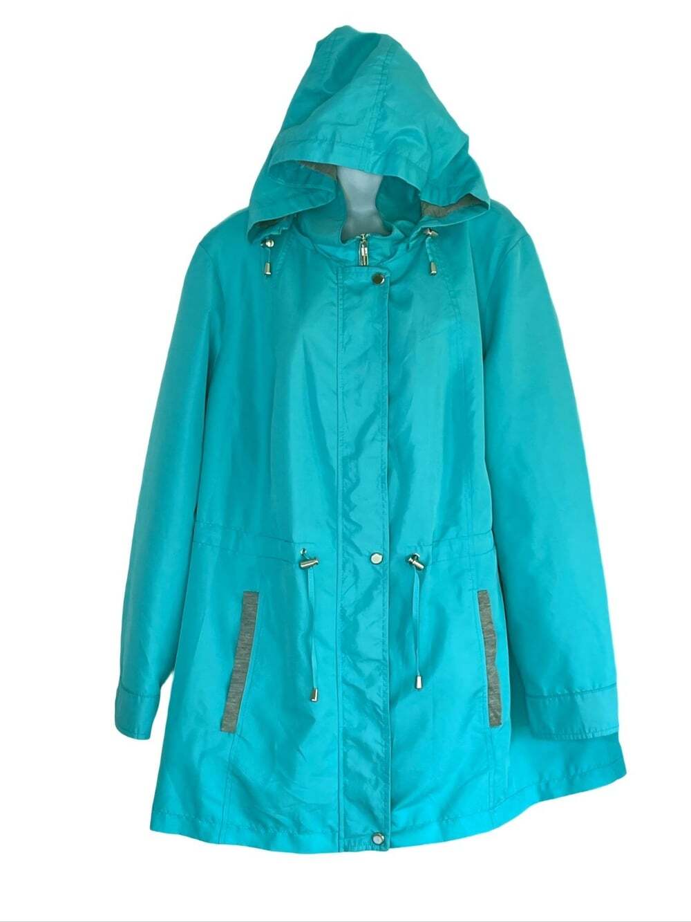 Susan Graver Anorak Jacket size 1X Zip Off Hood Pockets Granola Coastal